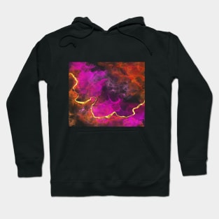 Abstract alcohol ink pink/orange w.gold foil Hoodie